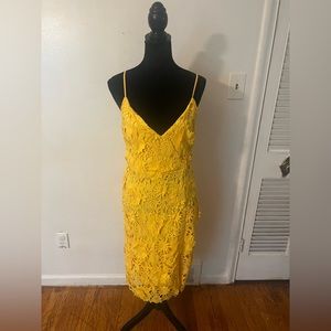 Yellow Sunflower 3D Fabric Midi Dress